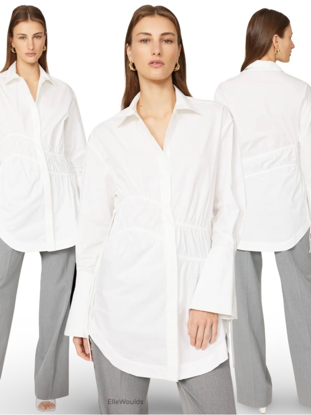 Suboo Sia Drawcord Shirt White 100% Cotton Size Small US 4